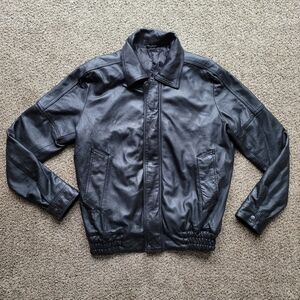 Kuang Huei Mens Leather Jacket M Bomber Black Genuine Streetwear Vintage Vtg